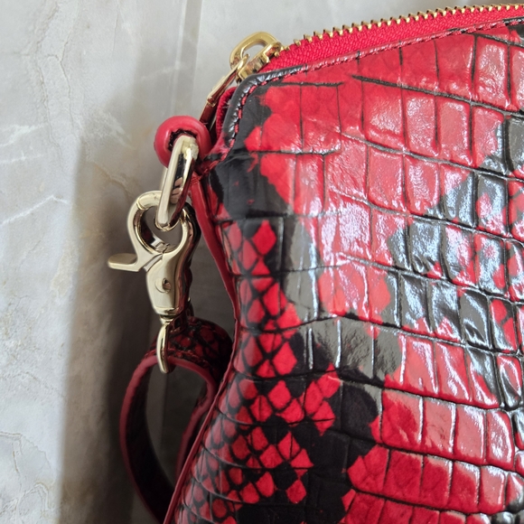 Brahmin Red and Black Croc-Embossed Shoulder Bag - Picture 12 of 14